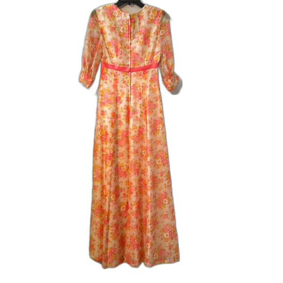 Vintage Handmade Empire Floral Dress 1950s 1960s Bow Detail XS/S - Picture 6 of 8